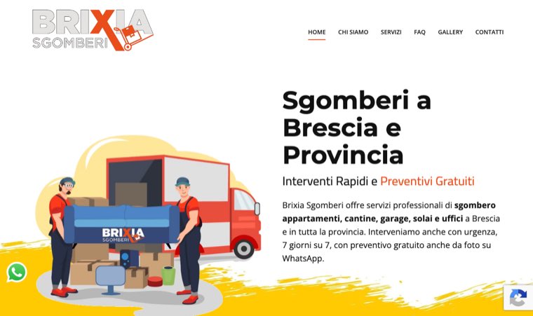 La pagina d'apertura del sito di Brixia Sgomberi