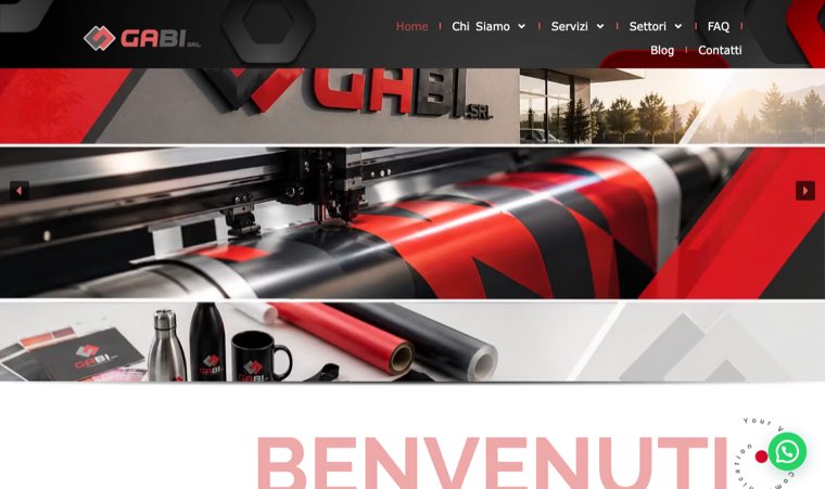La pagina d'apertura del sito di GABI srl